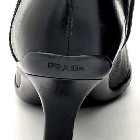 Prada Leather Boots Booties Black 5 - Picture 5 of 12